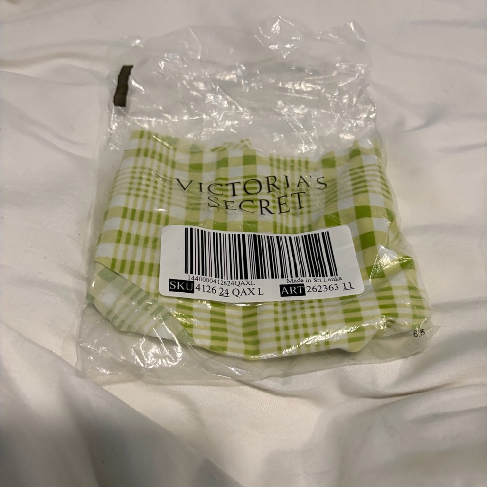 PINK Victoria's Secret Green Plaid Intimates Set